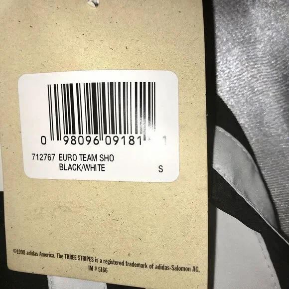 Adidas Vintage NWT Soccer Euro Team Shorts Nylon Black White Small - Picture 7 of 8